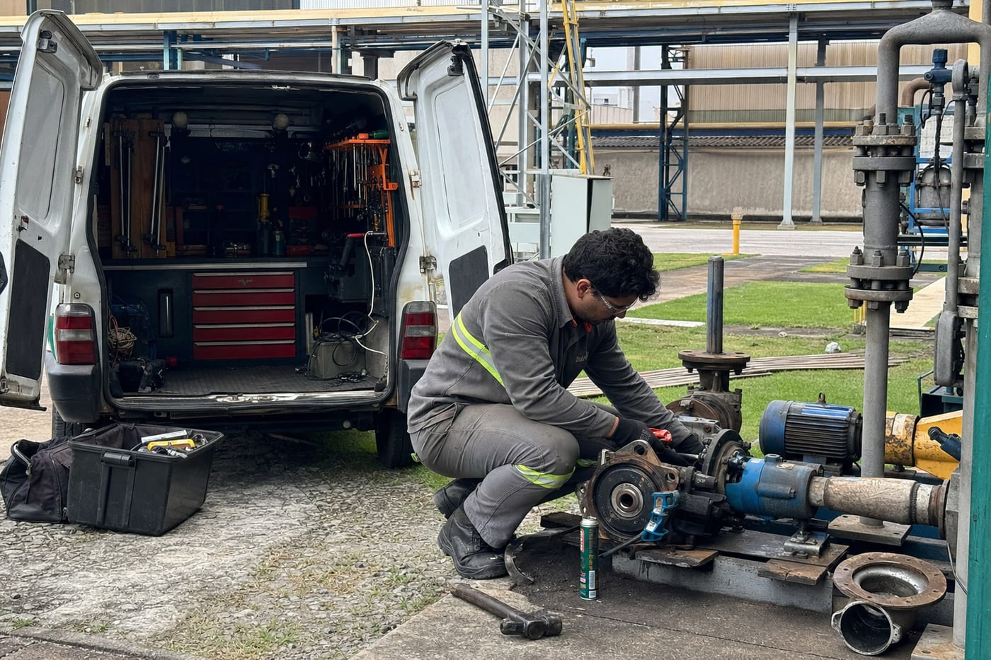 Atendimento técnico em campo em indústria no Pará